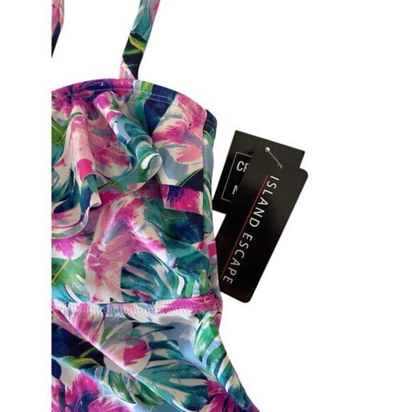 Island‎ Escape Women's Tahiti Ruffled Tankini Swim Top Size 8 NWT - Picture 4 of 5